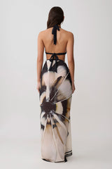 Noa Chiffon Scarf Sarong - Ivory Base Floral Print
