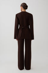 Darcie Fit And Flare Suiting Pants - Dark Chocolate