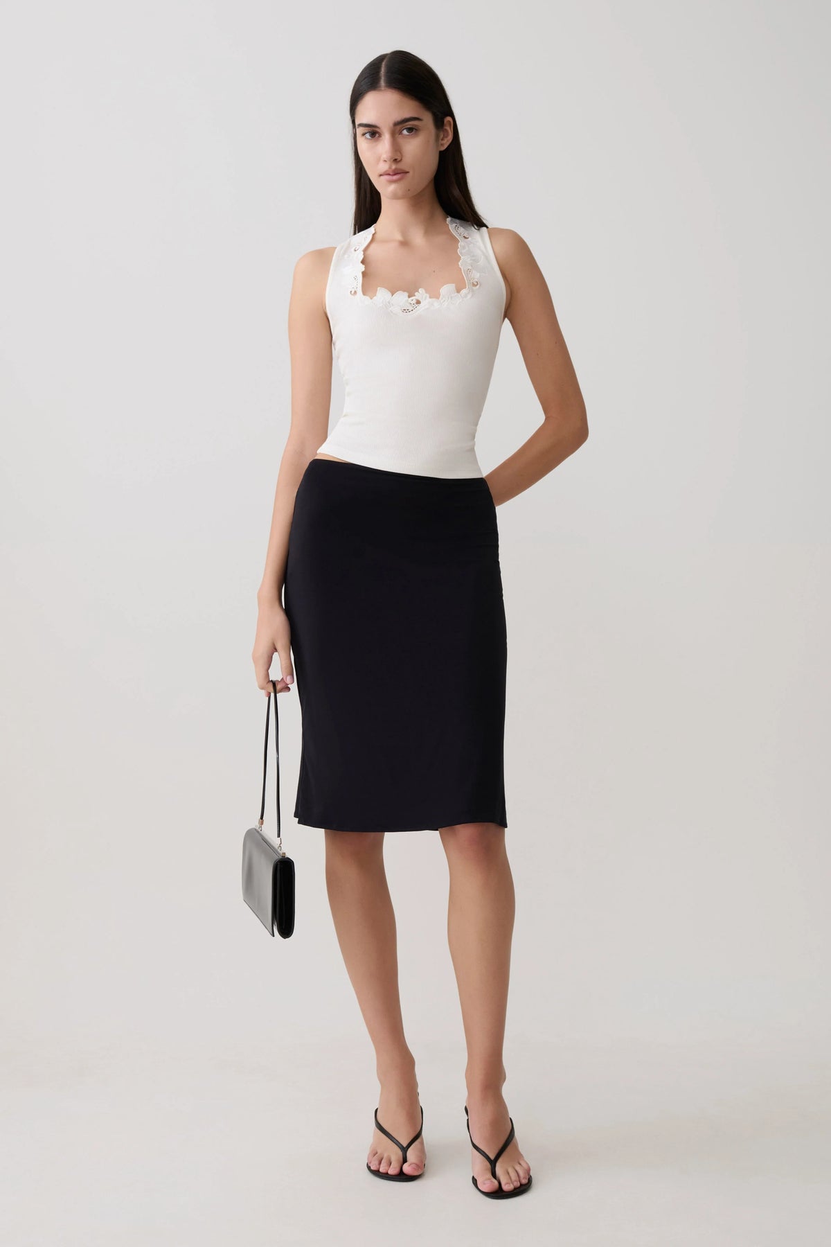 Greer Knee Length Skirt - Black