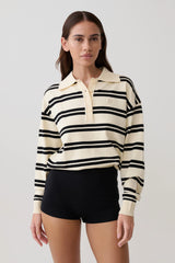 Philly Stripe Long Sleeve Knit Jumper - Ivory/Black