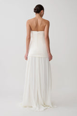 Juno Strapless Pleated Maxi Gown - White