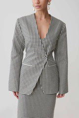 Darcie Drop Shoulder Suiting Blazer - Houndstooth