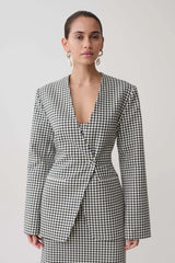 Darcie Drop Shoulder Suiting Blazer - Houndstooth