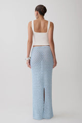 Courtney Crochet Knit Maxi Skirt - Pale Blue