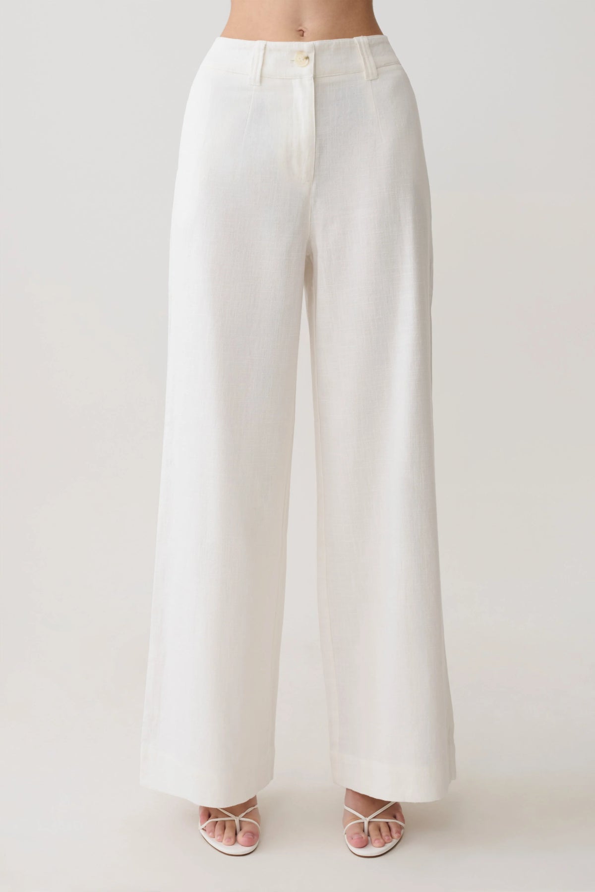 Brielle Straight Leg Linen Pant - White